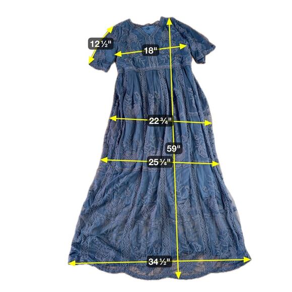 Lace Overlay Whimsigoth Maxi Short Sleeve M Dress Renaissance Moody Dark Fairy - Picture 9 of 9